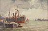 5344681: Willem Horselenberg (Dutch, 1881-1961), Steamship
 in Harbor, Oil on Canvas EL2QL EL5QL