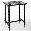 5326144: Carved Stained Wood Faux Bamboo Rectangular Side Table EL5QJ