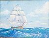 5085280: Walter W. Thompson (MA/FL, 1882-1948), Masted Ship, Oil on Board EL2QL