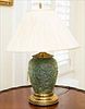 5085378: Floral Relief Molded Glass Vase, Now Mounted as a Lamp EL2QJ