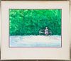 5085375: John McIver (American, b. 1931), Figure on Park
 Bench, Watercolor on Paper EL2QL