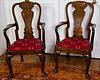 5102239: Pair of George I Style Walnut Open Armchairs, 20th Century EL2QJ