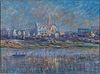 5081507: French School, T.Cote, Impressionistic River Scene, Oil on Canvas EL1QL