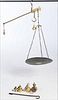 5096987: Brass Hanging Scale and Six Weights EL1QJ