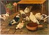5394182: Pigeons Feeding, Oil on Canvas EE7RDL