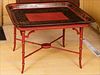 5157937: Victorian Red Lacquer Tray on Later Stand EL3QJ