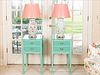 5157922: Pair of Turquoise Painted Side Tables and Two Chinese
 Porcelain Lamps, Modern EL3QJ