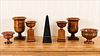 5157969: Six Wood and Other Urns and a Stone Obelisk, 20th Century EL3QJ