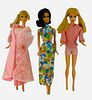 (3) Mod Barbies- the pink night gown doll has leg issues - may or may not have had their hair cut & damage to bodies as shown.