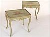 5226879: Pair of French Style Green Painted Side Tables, 20th Century EL4QJ