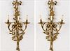 5241307: Pair of French Style Brass Three Light Wall Sconces, 20th Century EL4QJ