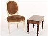 5227037: Louis XVI Style Painted Side Chair and a Regency
 Mahogany Chamberpot Stand, 19th C and Later EL4QJ