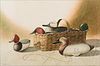 5241325: William Entrekin (Georgia, b. 1946), Duck Decoys
 and Basket, Watercolor on Paper EL4QL