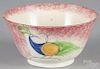 Red spatter peafowl waste bowl, 19th c., 3 1/4'' h., 6 1/4'' dia.