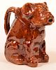 Seated Dog Figural Redware Pottery Pitcher