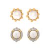 Mabe Pearl and 14K Earrings