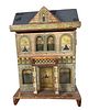 Antique Rufus Bliss wood 2 story doll house 13" x 9" x 6" with original lithograph paper, "R Bliss" on front door, door opens and closes and there's n