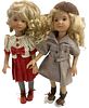 Lot of 2 Dianna Effner hard vinyl dolls w/painted faces @ approx 13" tall. One doll has a Brownie outfit, the other has a lady bug theme. They are bal