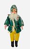 Vintage Santa Claus. 10" with mache mask face, straw stuffed wool felt clothing for the body, painted facial features with fur beard.