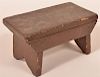 Antique Softwood Foot Stool Painted Brown.
