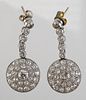 Art Deco Period Platinum Diamond Drop Earrings