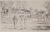 CHILDE F. HASSAM, Etching, Bowling on the Green