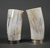 Pair of Sterling and Horn Drinking Cups