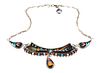 Sterling Turquoise Coral Onyx Inlay Necklace