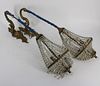 An Antique Pr Of Bronze And Beaded Hanging Sconces