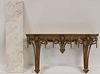 Carved And Gilt Decorated Marbletop Console.