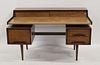 Midcentury Floating Desk With Leather Top Signed