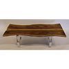 Contemporary Nakashima Style Table On Lucite Feet