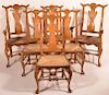 Set of Six 20th C. Phila. Tiger Maple Dining Chairs