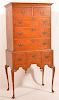 1880s Tiger Maple Highboy Queen Anne Style