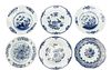 Six 19th Century Blue & White Chinese Plates
