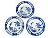Set of 3 Chinese Blue & White Porcelain Plates