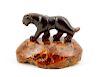 Impressive Carved Amber Panther and Base, 282g
