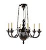 French Style Patinated Bronze 6 Light Chandelier
