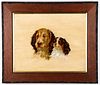 1896 Signed California Oil, Portrait of Two Dogs
