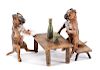 Cold Painted Bronze Scupture, Dogs at Tavern