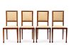 Set of 4 English Inlaid & Upholstered Side Chairs