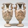 Pair of Classical Style Painted Cast-Metal Urns