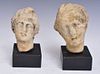 Two Classical Lime Stone Carved Heads