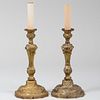 Pair of Louis XV Style Gilt-Bronze Candlesticks Mounted as Lamps