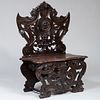 Italian Renaissance Style Carved Walnut Hall Chair