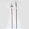 Two Metal and Wood Polearm Halberds