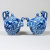 Pair of Chinese Blue and White Porcelain Teapots