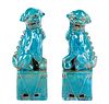 Pair of Chinese Blue Glazed Foo Dogs, 20th C.