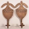 Late 19th C. Punched Tin Shield Candleholders