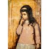 Framed S. Barcellini Oil Painting, Girl with Tear